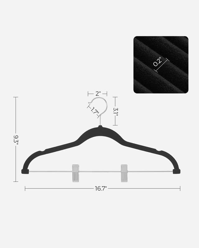 SONGMICS 30 Pack Pants Hangers, Velvet Hangers with Adjustable Clips