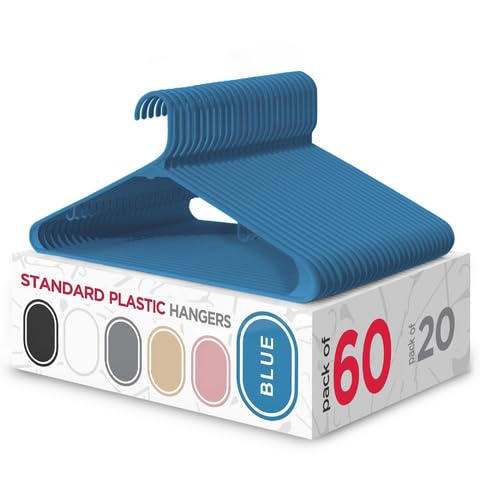 Sharpty Plastic Hangers Clothes Hangers for Clothing, Closet, Coats & Shirts - Durable, Thick, Tough & Space Saving - for Everyday Standard Use, Room Essentials & Basics - 20 Pack - White