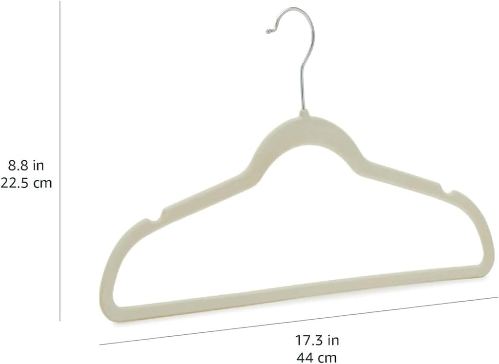 Amazon Basics Slim Velvet Non-Slip Space Saving Suit Clothes Hangers, Closet Organizer, Ivory/Beige, 30-Pack