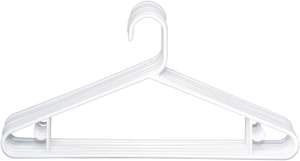 Clorox White Plastic Clothes Hangers – 10 Pack | Ideal for Everyday Standard Use | Two Accessory Hooks | Value Set