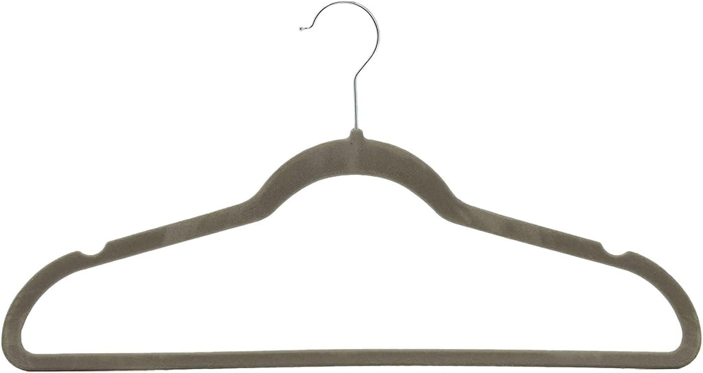 Amazon Basics Slim Velvet Non-Slip Space Saving Suit Clothes Hangers, Sturdy Metal, Gray/Silver, 30-Pack