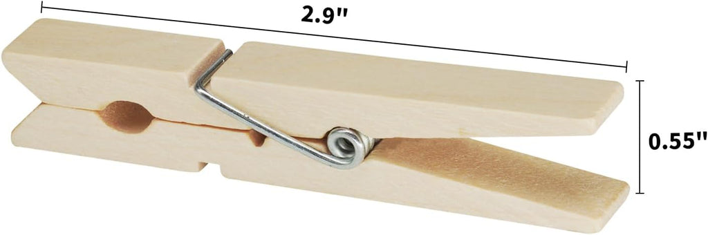 KTOJOY Wooden Clothes Pins,50 Pack, 2.9 Inch, Large Natural Birchwood Rust, Moisture Resistant Clothes Pegs, Heavy Duty Clothespins,Clothes Pins for Craft, Clips for Pictures