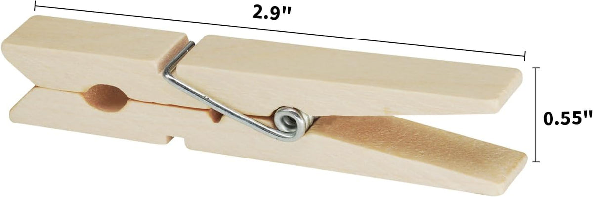 KTOJOY Wooden Clothes Pins,50 Pack, 2.9 Inch, Large Natural Birchwood Rust, Moisture Resistant Clothes Pegs, Heavy Duty Clothespins,Clothes Pins for Craft, Clips for Pictures