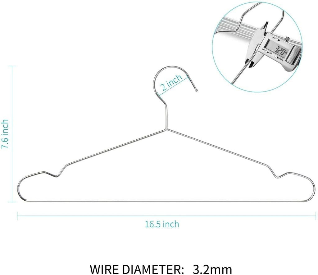 TIMMY 50 Pack Stainless Steel Wire Clothes Hangers, 16.5 in, Space-Saving