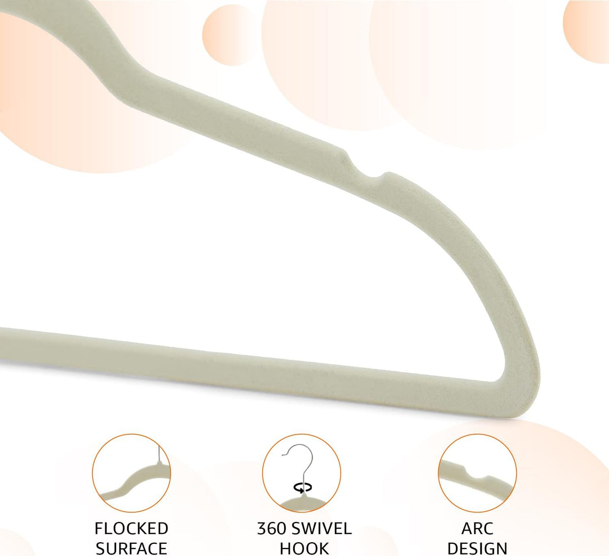 Amazon Basics Slim Velvet Non-Slip Space Saving Suit Clothes Hangers, Closet Organizer, Ivory/Beige, 30-Pack