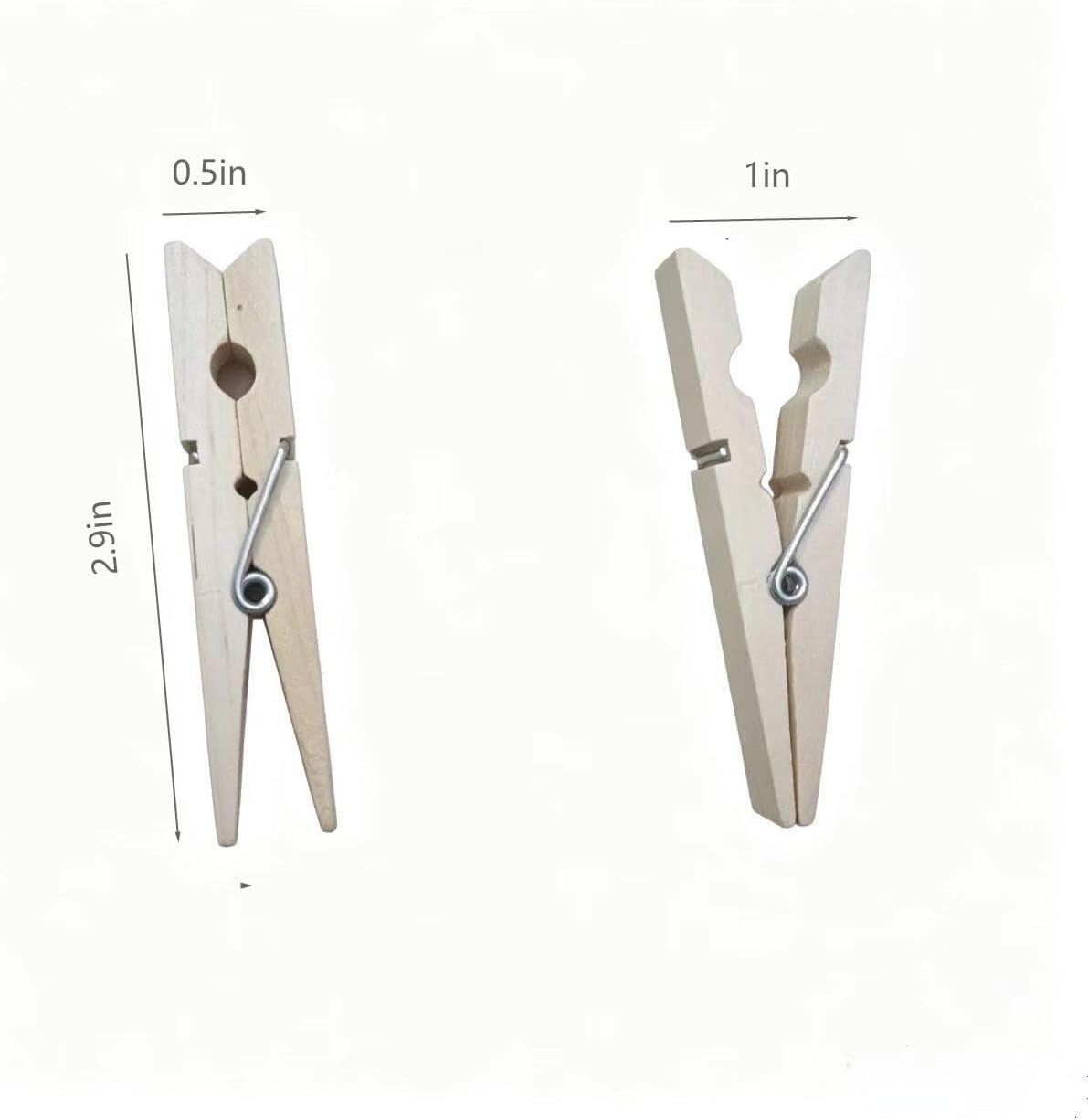300PCS 2.9-inch Wooden clothespins, Large Wooden clothespins, Decorative Clips, Strong Grip, Multi-Purpose Clips, Suitable for Crafts, Hanging Clothes, and Hanging Pictures