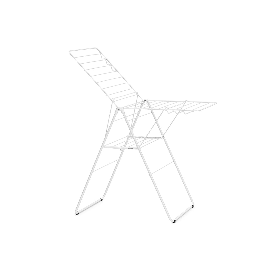 Brabantia HangOn Clothes Drying Rack | 82ft (25m) | White | Large Indoor Clothes Airer Laundry Stand with 2 Fold-Out Wings & Hanger Hooks, Folds Flat | Fits 2 Full Loads