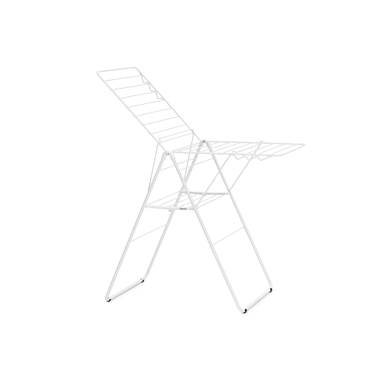 Brabantia HangOn Clothes Drying Rack | 82ft (25m) | White | Large Indoor Clothes Airer Laundry Stand with 2 Fold-Out Wings & Hanger Hooks, Folds Flat | Fits 2 Full Loads