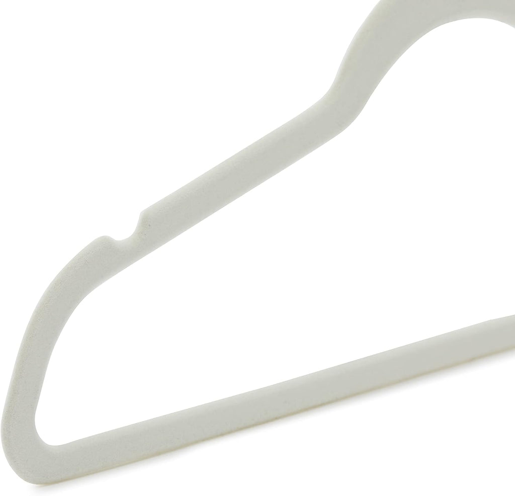 Amazon Basics Slim Velvet Non-Slip Space Saving Suit Clothes Hangers, Closet Organizer, Sturdy Construction, Ivory/Rose Gold, 50-Pack