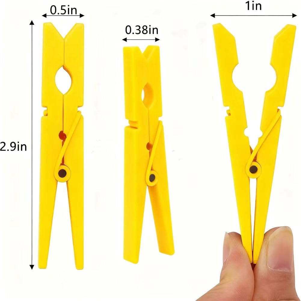 50PCS Colorful Wooden Clothespins, 2.9 Inch Clothing Clips, Large Wooden Clothes Pins, Decorative Pins, 11 Color, Strong Grip, Multipurpose Clips for Crafts Hanging Clothes Picture