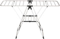 Maomo Foldable Clothes Drying Rack, Double-Sided Gullwing Laundry Drying Stand with Adjustable Wings, Tool-Free Setup, Space-Saving Steel Rack for Indoor Use, White