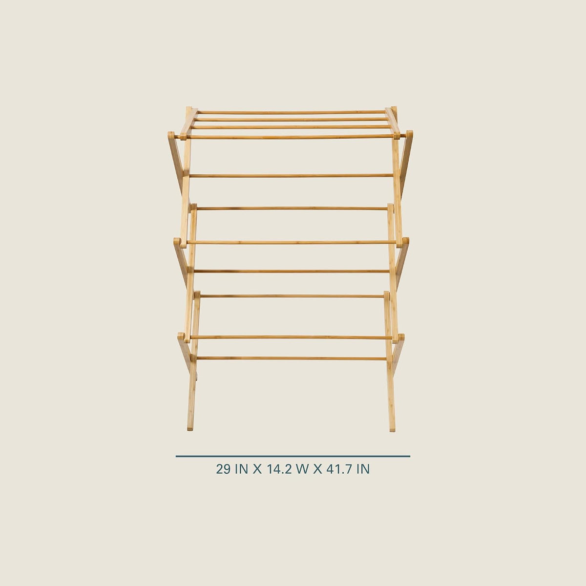 Gibson Home Riverrun Foldable Bamboo Drying Rack for Clothes, Towels, Blankets – 2-Tier Collapsible Laundry Drying Rack, Space-Saving Air Dry Stand for Indoor & Outdoor Use - Pre Assembled