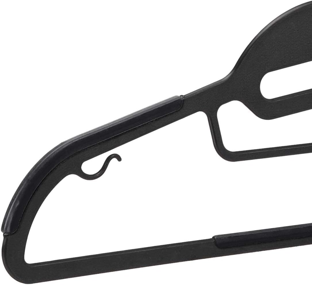 Amazon Basics Non-slip Heavy Duty Space Saving Plastic Hangers with Rubber and Horizontal Bar, Lightweight, Gray, Pack of 50