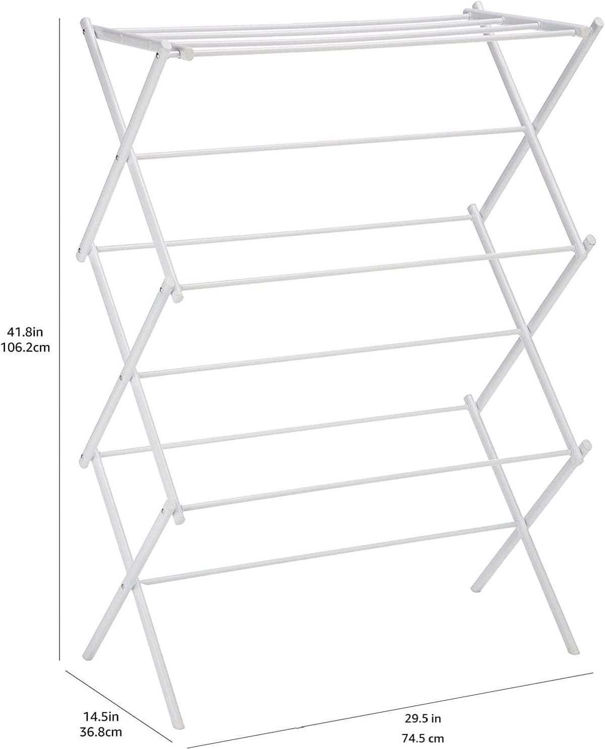 Amazon Basics Foldable Portable Clothes Drying Rack for Indoor Air Drying, Collapsible Design, 14.5" D x 29.5" W x 41.8" H, White