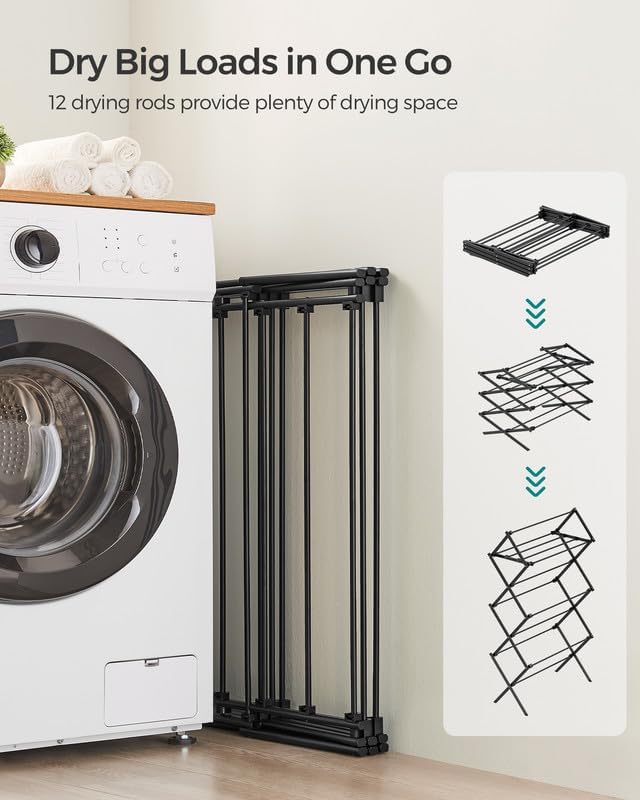 SONGMICS Foldable Clothes Drying Rack, 29.5 x 14.6 x 53.1 Inches