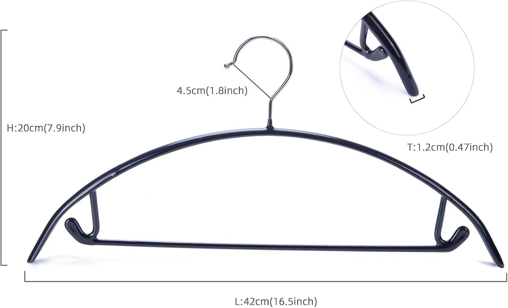 Nature Smile Non Slip PVC Coating Sweater Hangers,Dress Suit Coat Hangers,Shoulder Bump Free Golf T Shirts Clothes Hangers (Black Color 20 Pack)