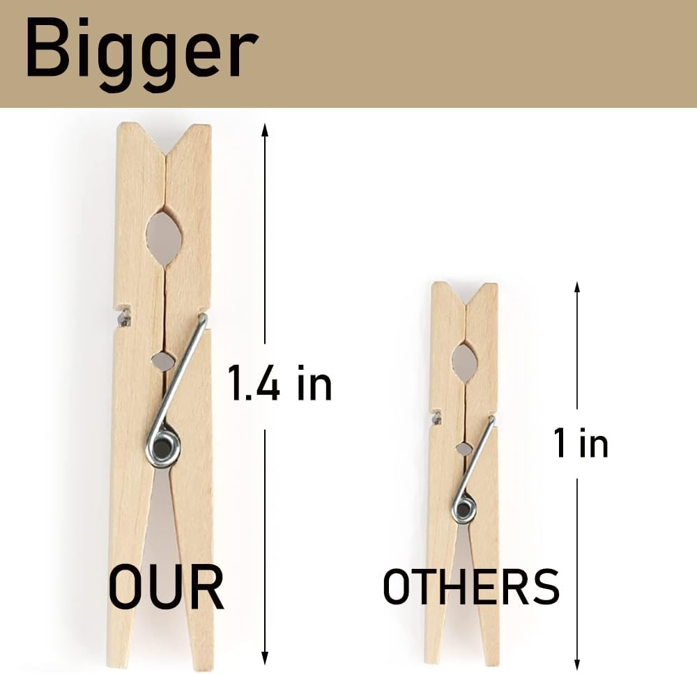 1.4 Inch Mini Clothes Pins for Photo, 130 Pcs Small Clothes Pins, Wooden