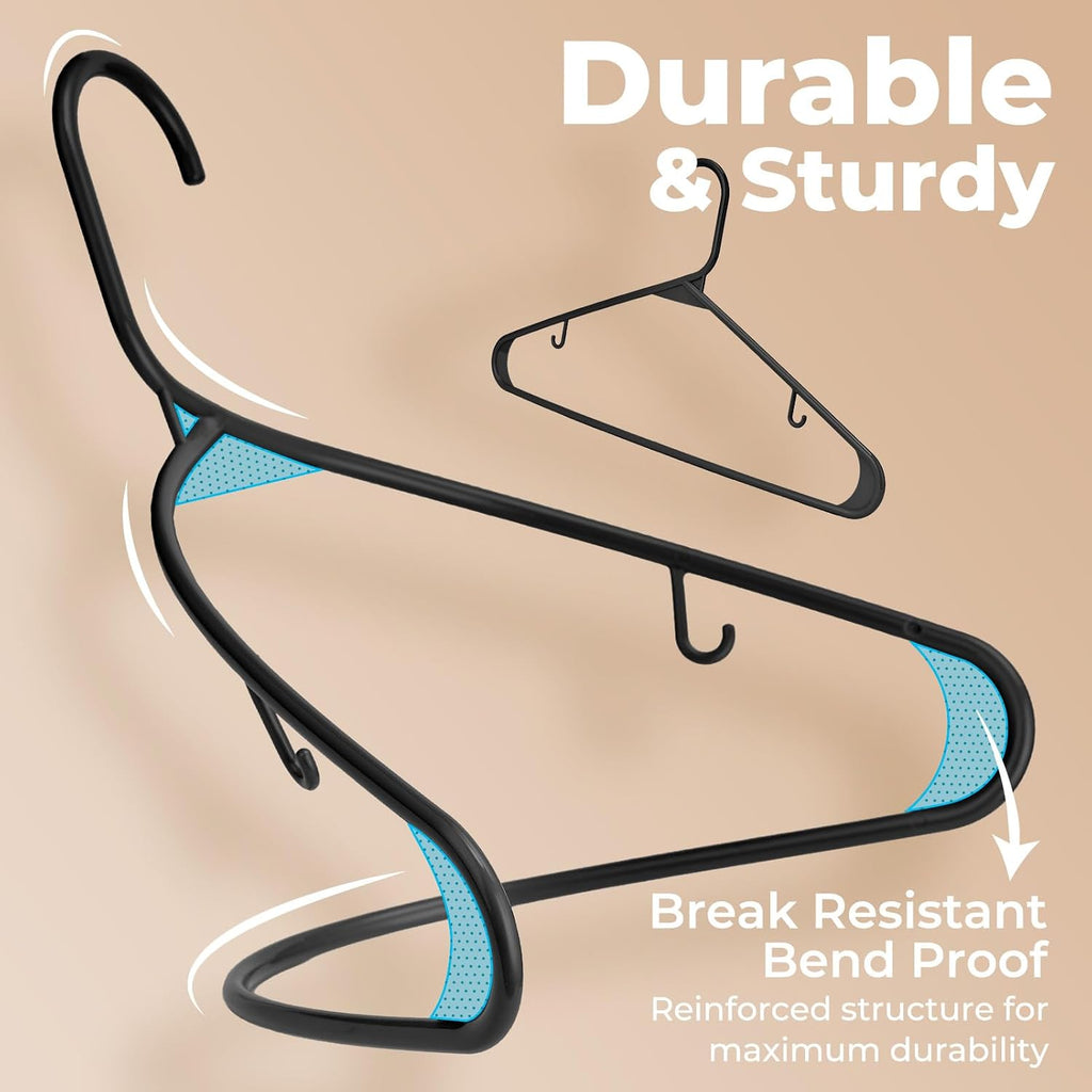 HOUSE DAY Black Plastic Hangers 60 Pack, Slim Space-Saving Clothes Hangers
