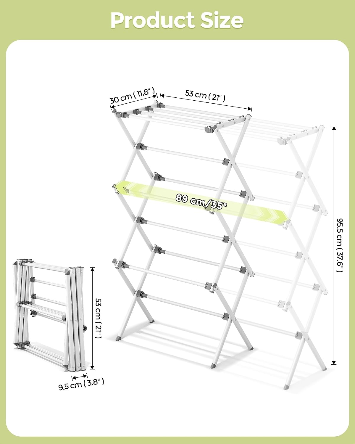 APEXCHASER 3-Tier Foldable Clothes Drying Rack, 37.6" H, White