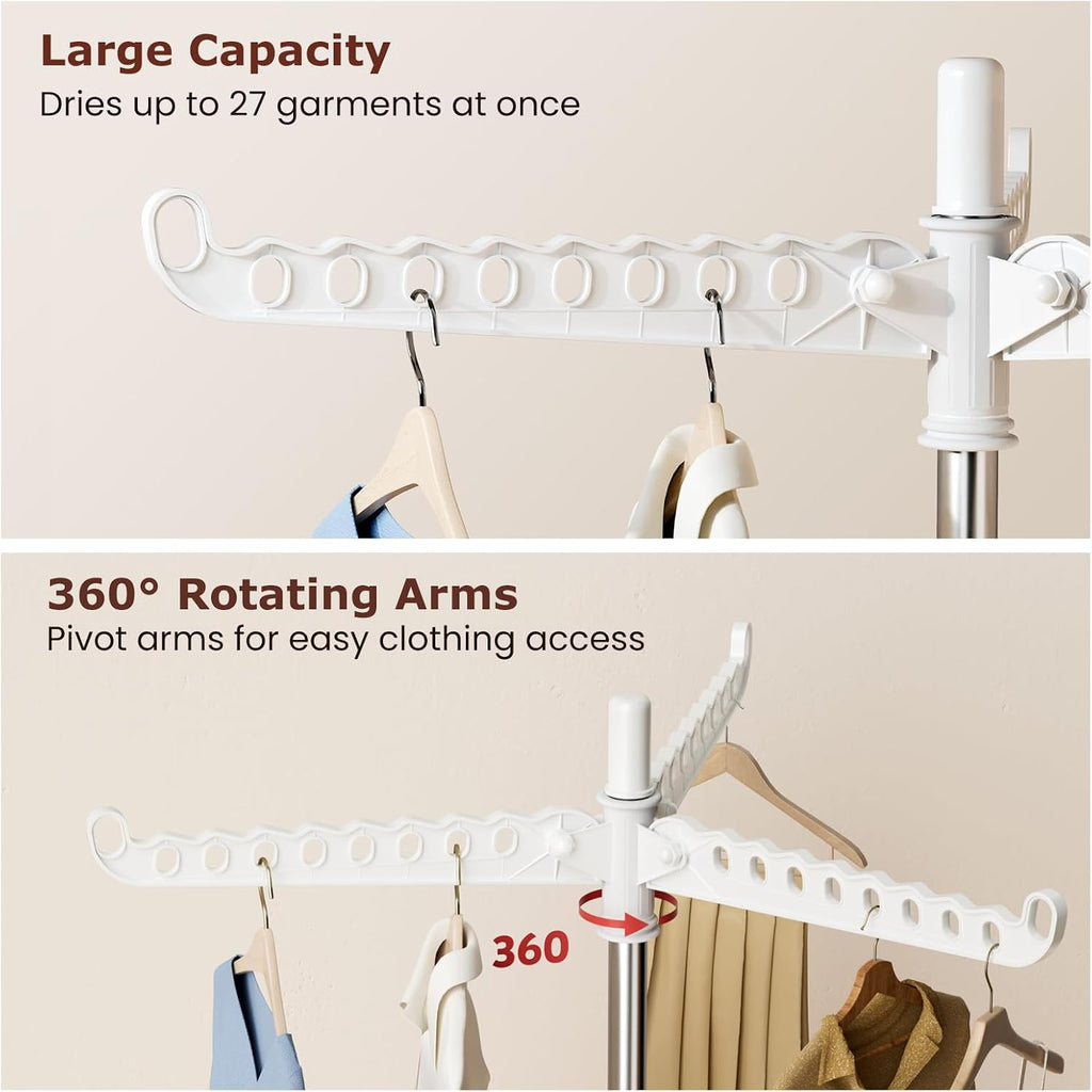 Foldable Clothes Drying Rack, Rotatable Free Standing drying rack , 1 Layer