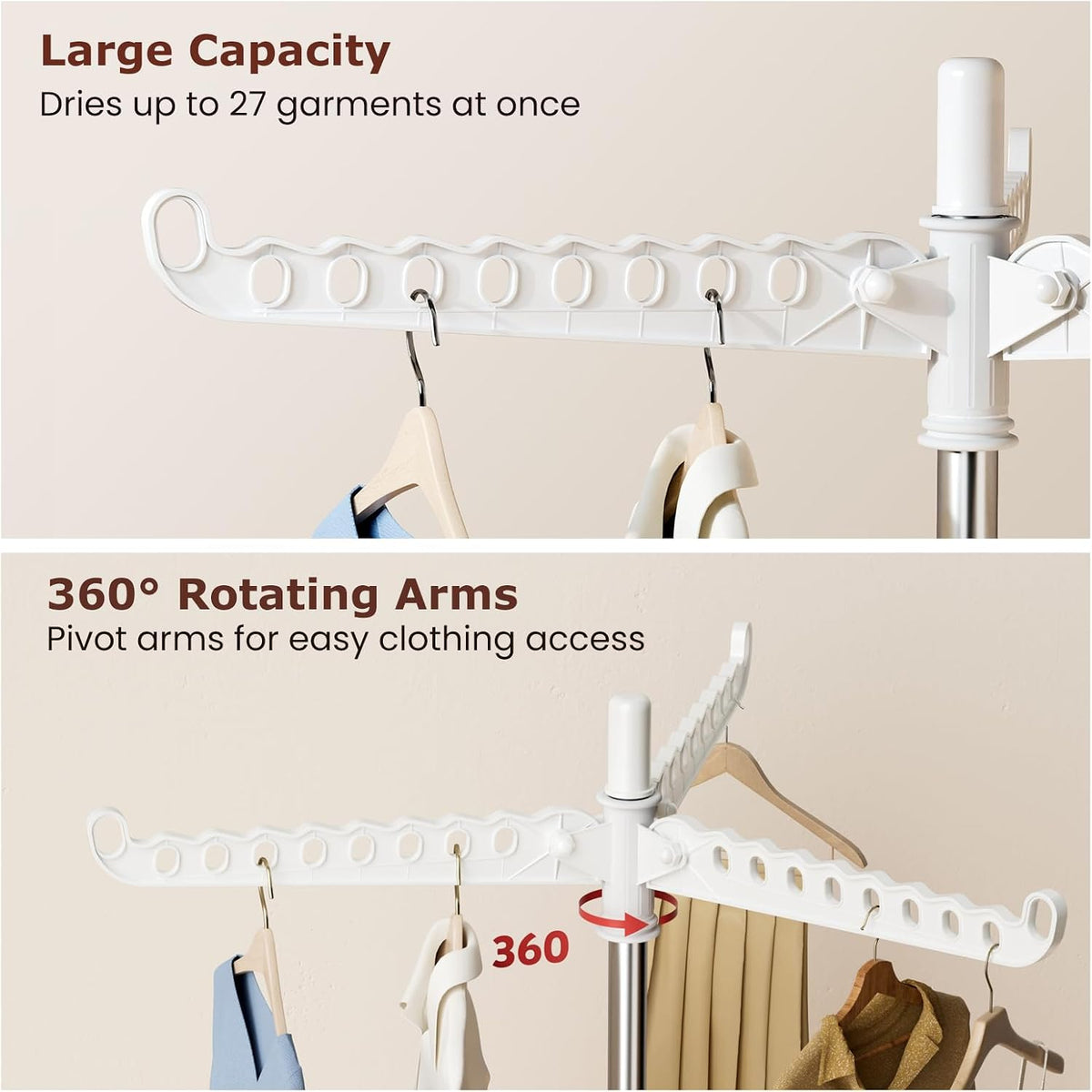 Foldable Clothes Drying Rack, Rotatable Free Standing drying rack , 1 Layer
