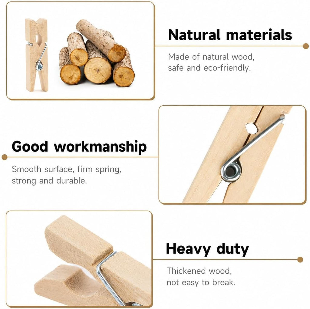 jijAcraft 1.4 Inch Mini Clothes Pins - 100Pcs Wooden Clothespins for Photo