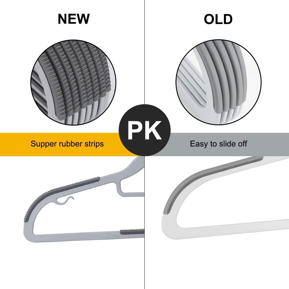 50 Pack Plastic Clothes Hangers, Non-Slip, Space-Saving, Heavy Duty