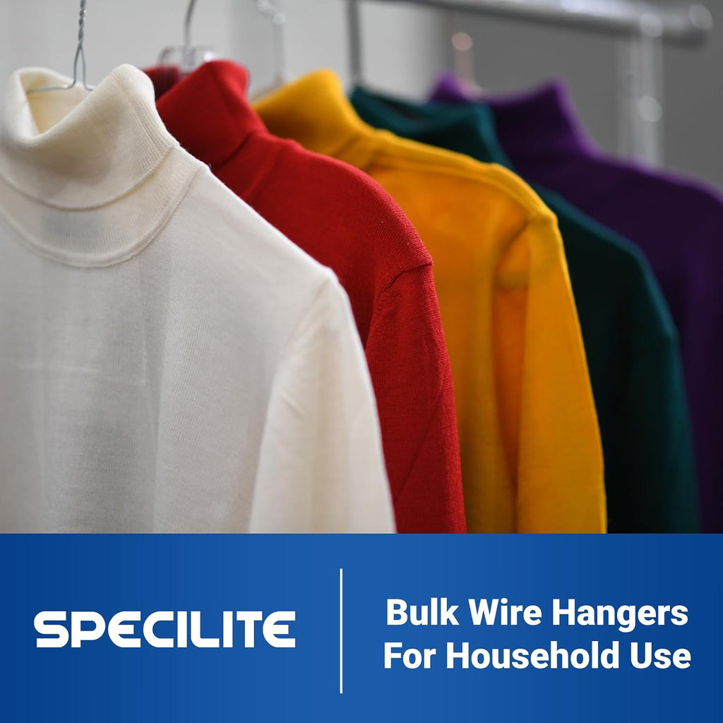 SPECILITE Wire Metal Clothes Hangers Bulk 100 Pack, Ultra Thin, Silver