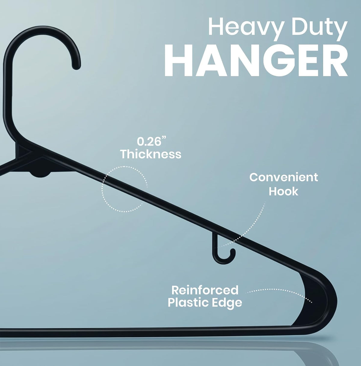 Utopia Home Plastic Hangers 50 Pack – Built-in Strap Hooks Black