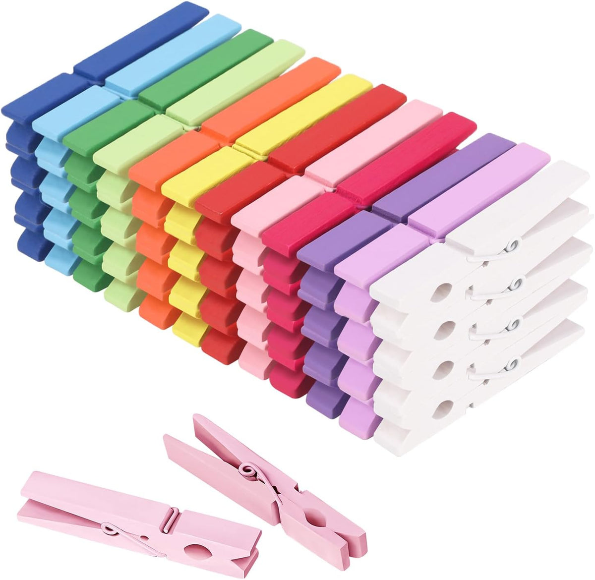 WAENLIR Colored Clothes pins 12 Color 2.9inch 50PCS, Colorful ClothesPins Wooden Clips for Photos Pictures Decorative Crafts, Decoration clothespins Clothing Hanging clothespins