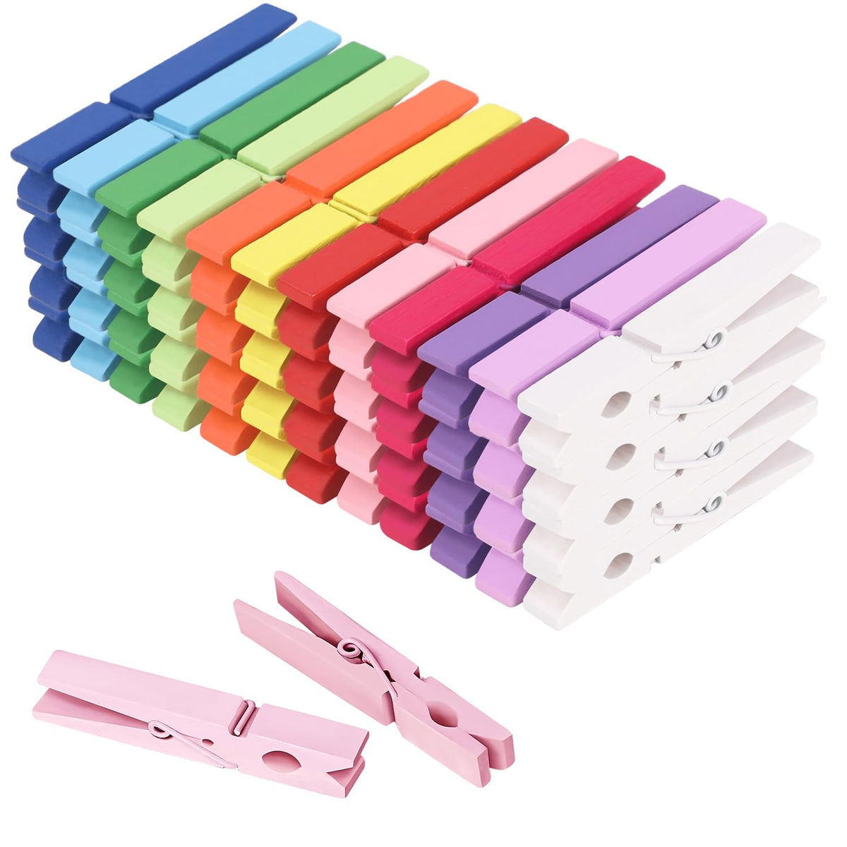 WAENLIR Colored Clothes pins 12 Color 2.9inch 50PCS, Colorful ClothesPins Wooden Clips for Photos Pictures Decorative Crafts, Decoration clothespins Clothing Hanging clothespins