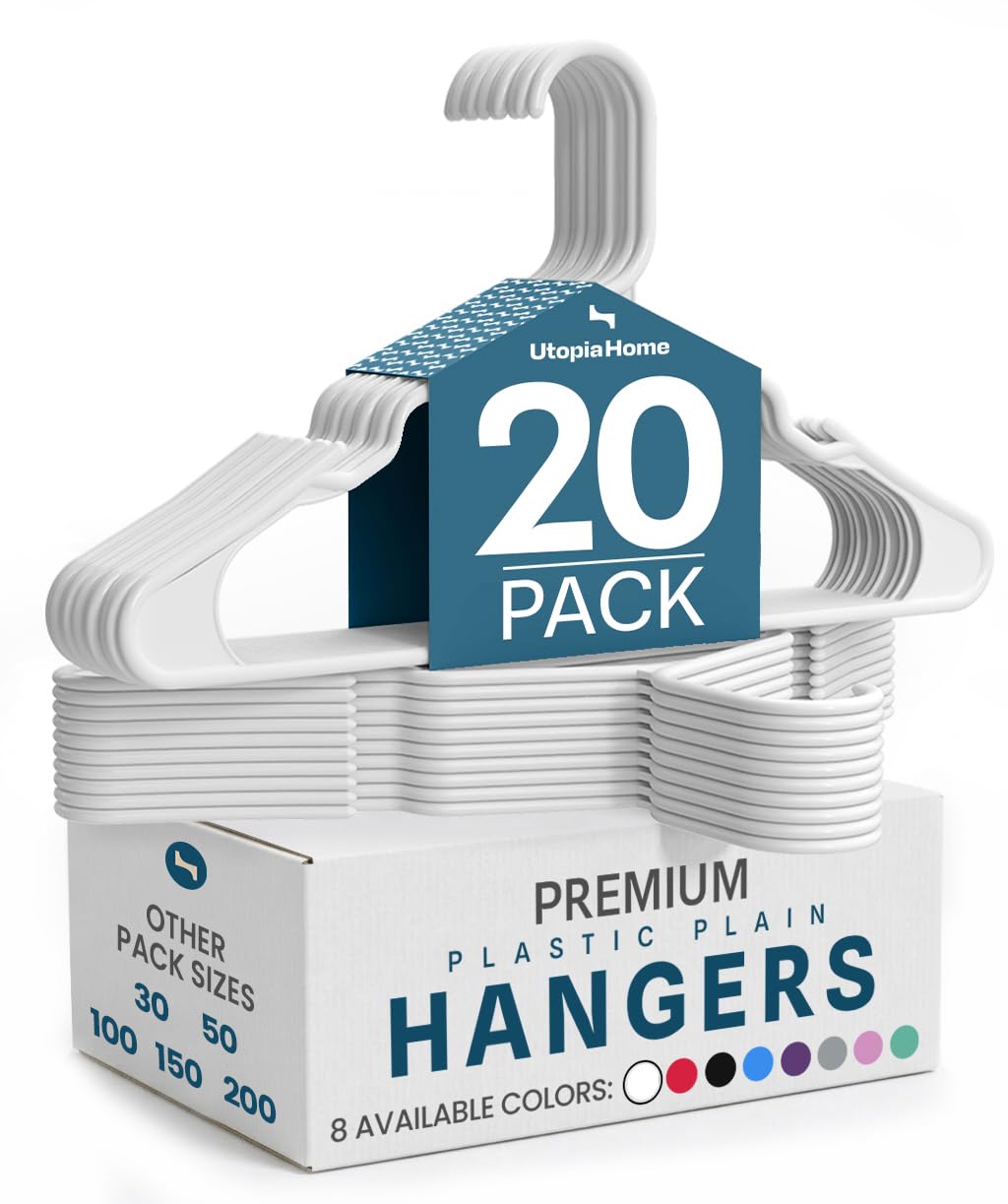 Utopia Home Plastic Hangers 50 Pack – Space Saving Clothes Hanger Pink