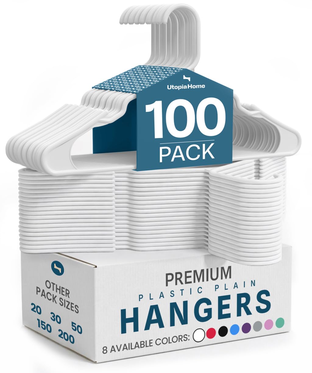 Utopia Home Plastic Hangers 50 Pack – Space Saving Clothes Hanger Purple