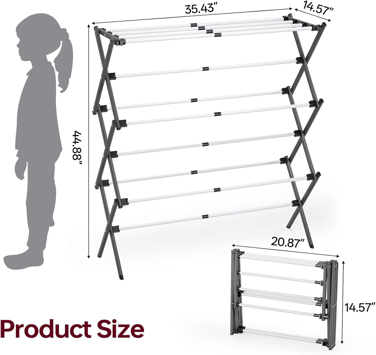 APEXCHASER Large Clothes Drying Rack, 14.57" D × 44.88" H