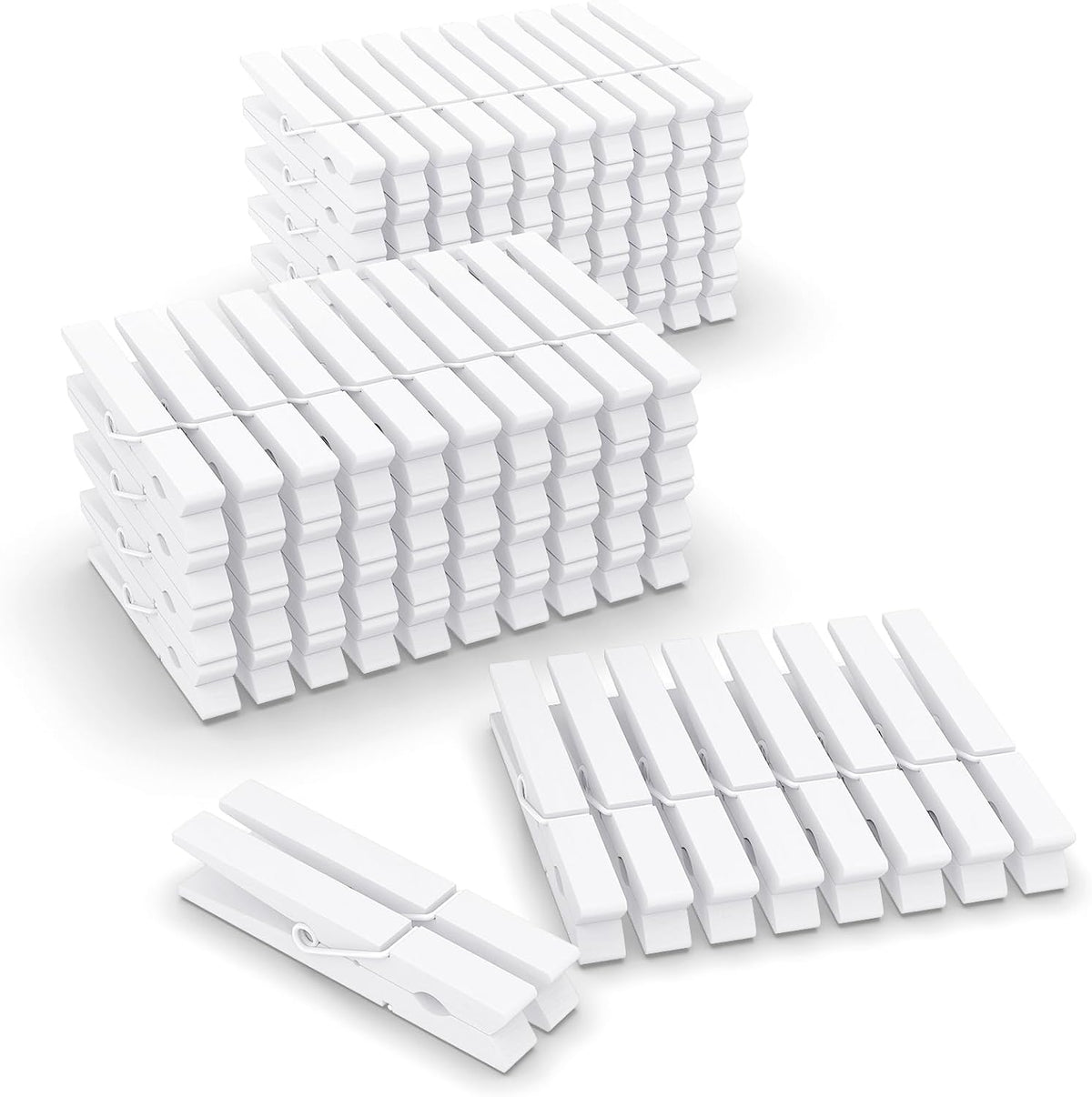 100 Pcs White Clothes pins - 2.9 Inch Wooden Clothespins Cheer Clips