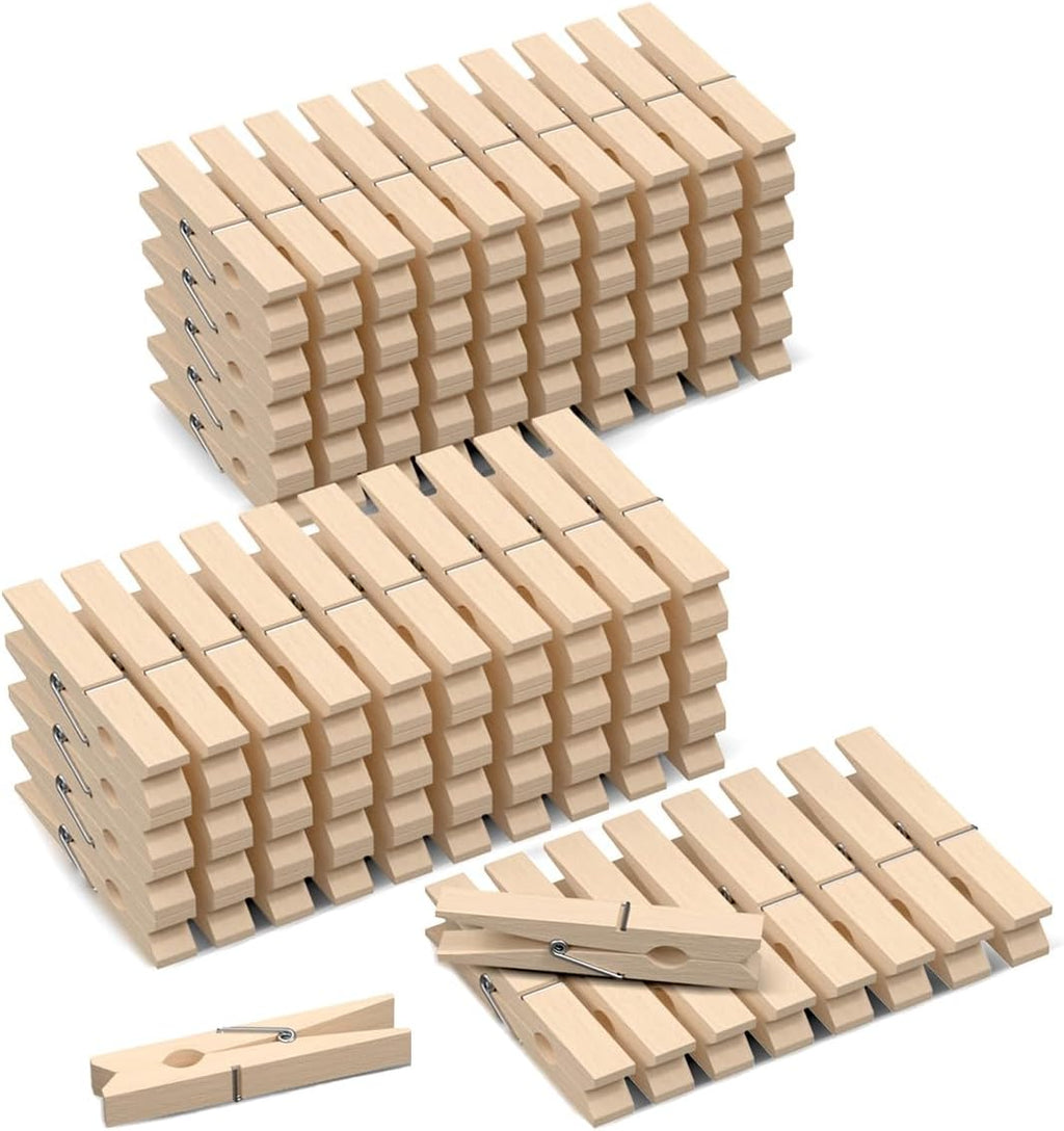 100 Pack Wooden Clothes Pins 2.9 Inch, Heavy-Duty Wood Clothespins