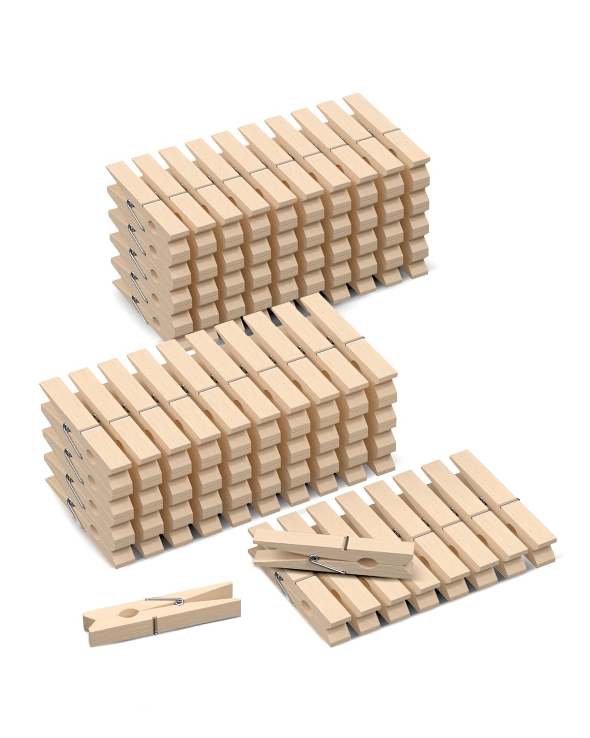100 Pack Wooden Clothes Pins 2.9 Inch, Heavy-Duty Wood Clothespins