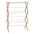 Household Essentials Bamboo Folding Clothes Drying Rack | White Finish, 11 Dowels & Flat Drying Shelf | Eco-Friendly, Collapsible Laundry Rack for Dorms, Apartments & Small Spaces | Fully Assembled