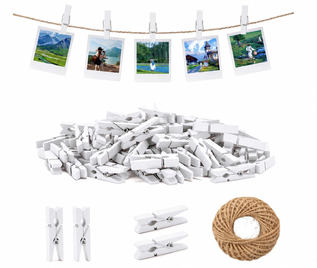 jijAcraft 1.4 Inch Mini Clothes Pins - 100Pcs Wooden Clothespins for Photo