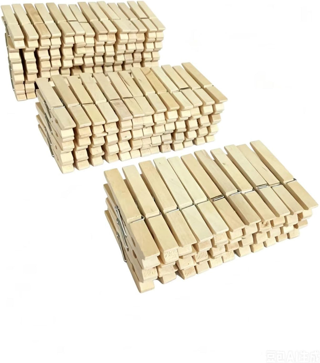 300PCS 2.9-inch Wooden clothespins, Large Wooden clothespins, Decorative Clips, Strong Grip, Multi-Purpose Clips, Suitable for Crafts, Hanging Clothes, and Hanging Pictures