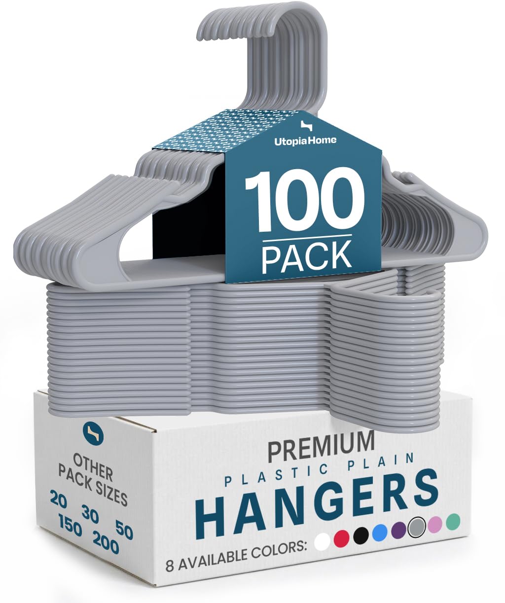 Utopia Home Plastic Hangers 50 Pack – Space Saving Clothes Hanger Pink