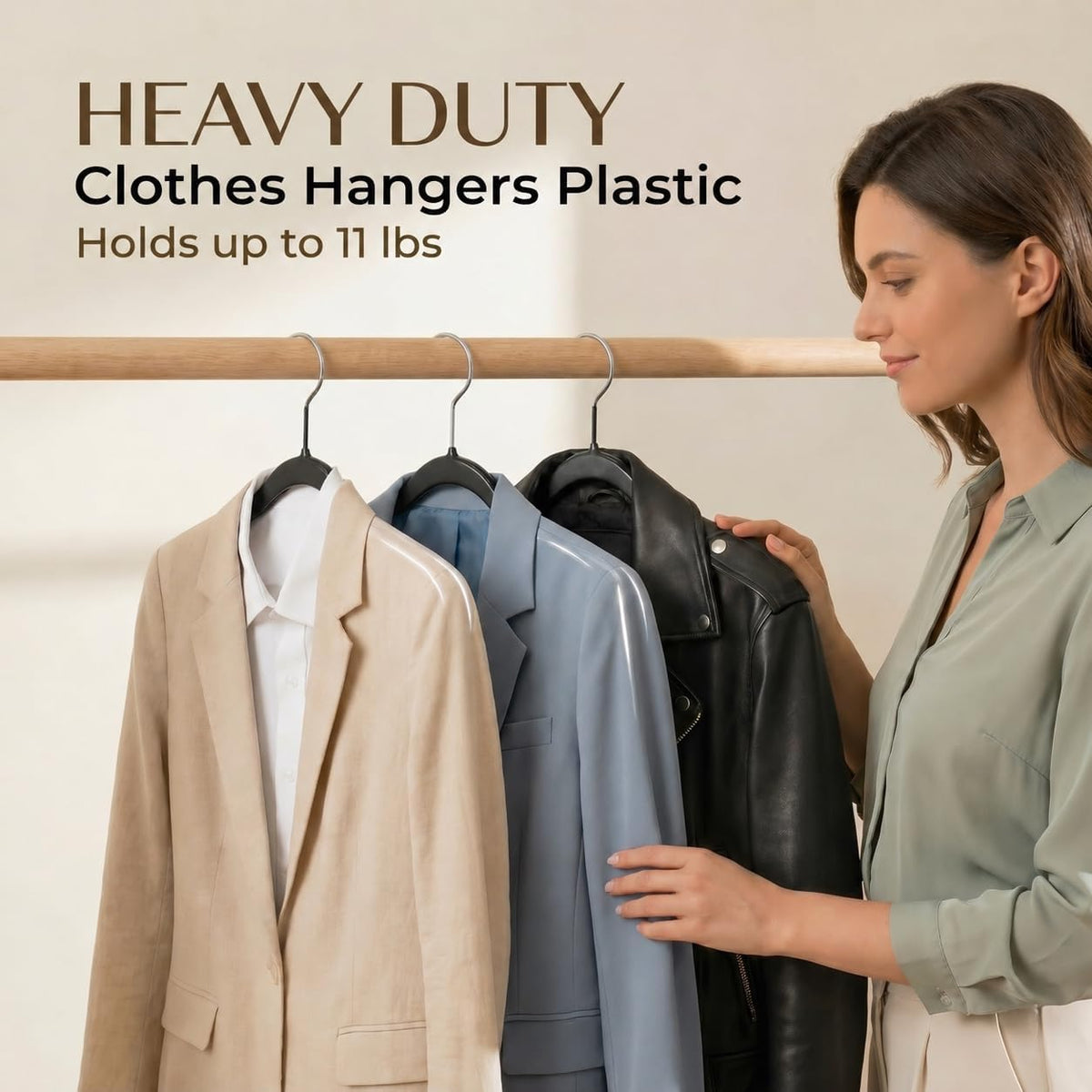 SMARTOR Plastic Hangers 50 Pack, Heavy Duty Plastic Hangers for Clothes