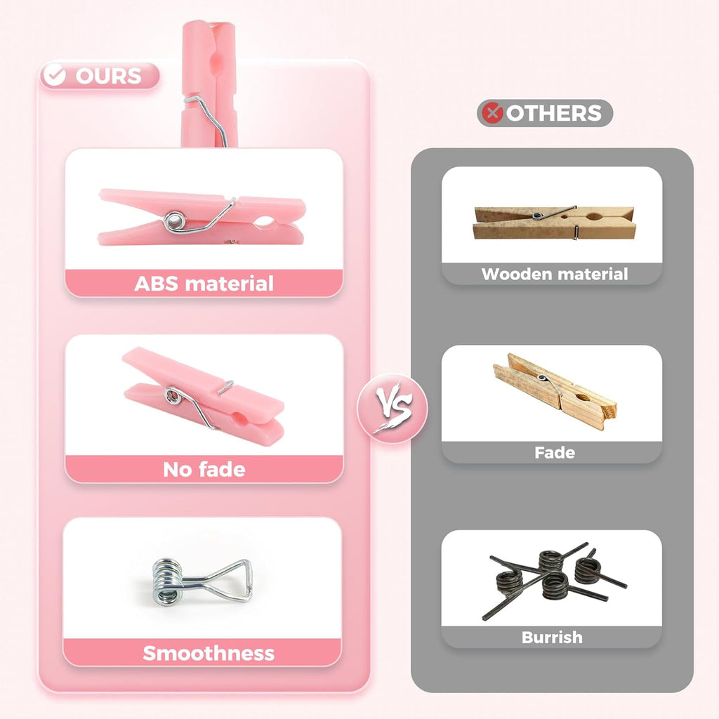 100PCS Baby Shower Games Clothespins Girl Plastic Clothes Pin Pink 1.37inch