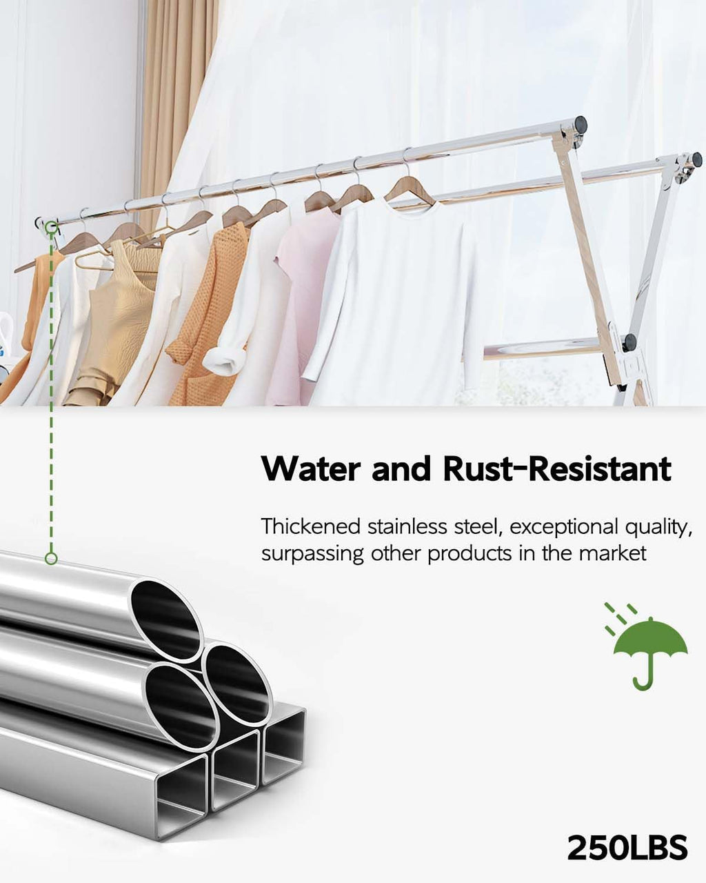 Vikaqi Clothes Drying Rack 79" Folding Indoor Outdoor, Drying Rack Clothing