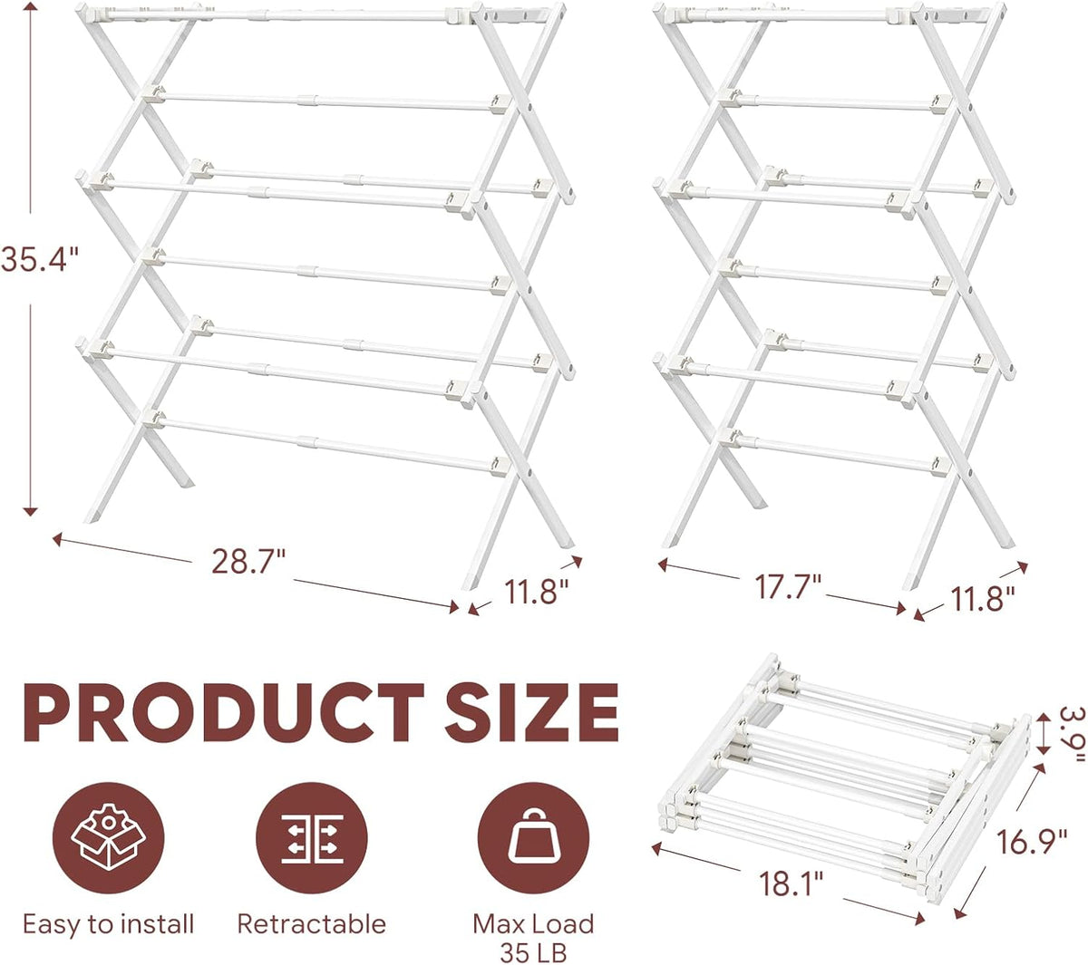 Simple Trending Drying Rack Clothing, 3-Tier Clothes Drying Rack, White