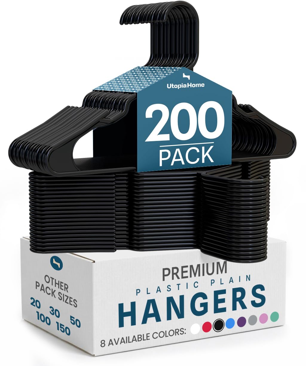 Utopia Home Plastic Hangers 50 Pack – Space Saving Clothes Hanger Purple