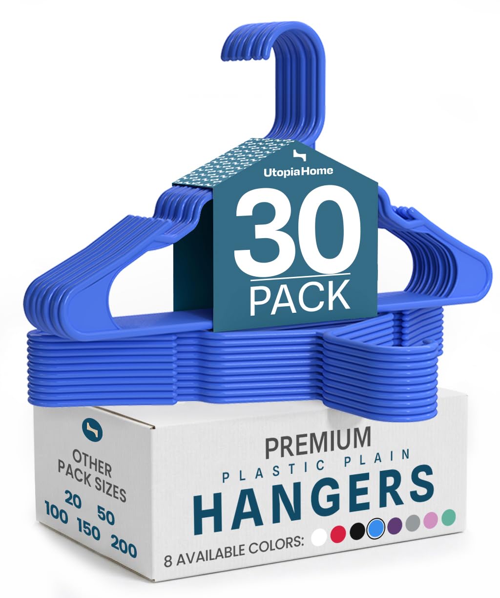Utopia Home Plastic Hangers 50 Pack – Space Saving Clothes Hanger Pink