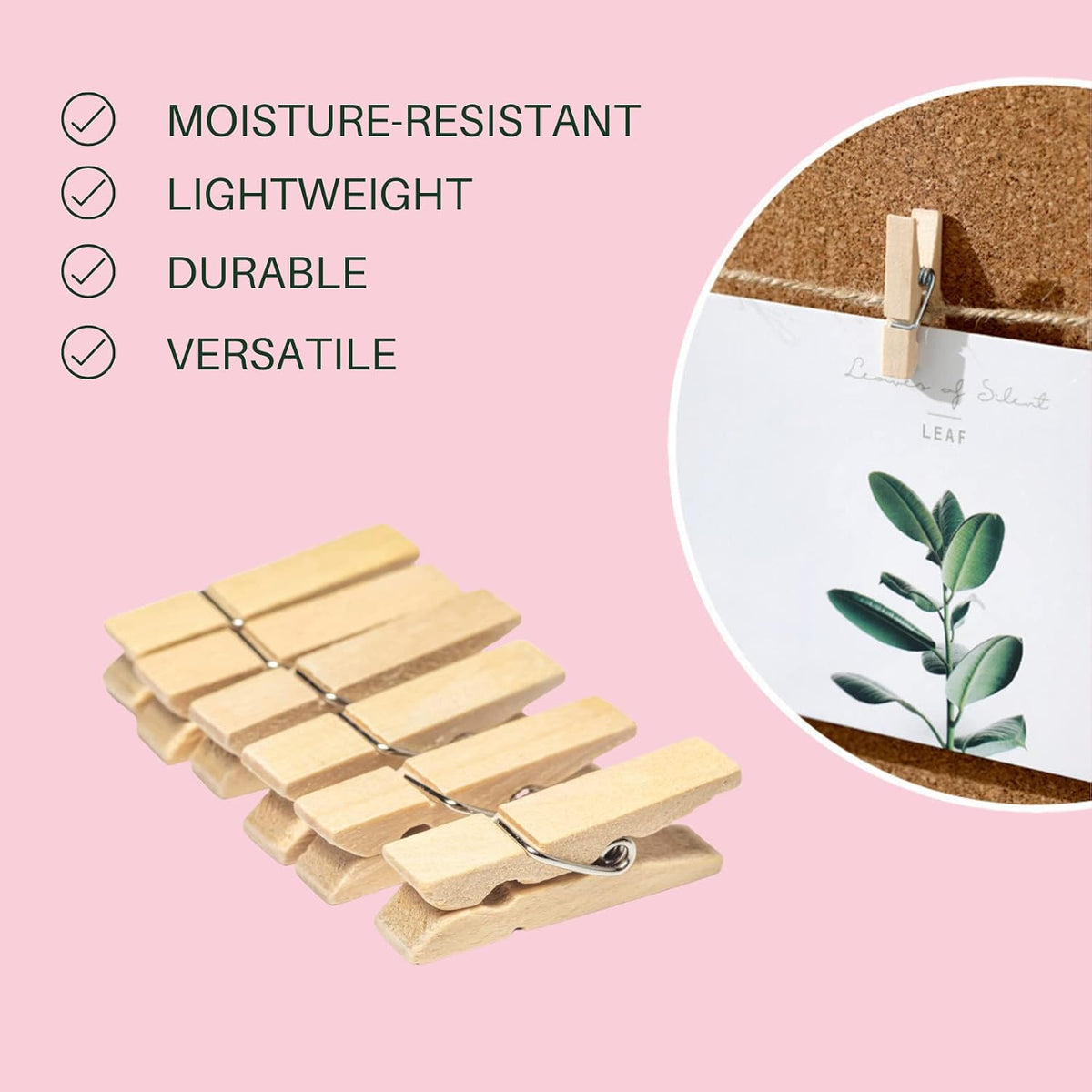 100Pcs Mini Wooden Clothespins, 1.4in Small Clothes pins with Storage Bag