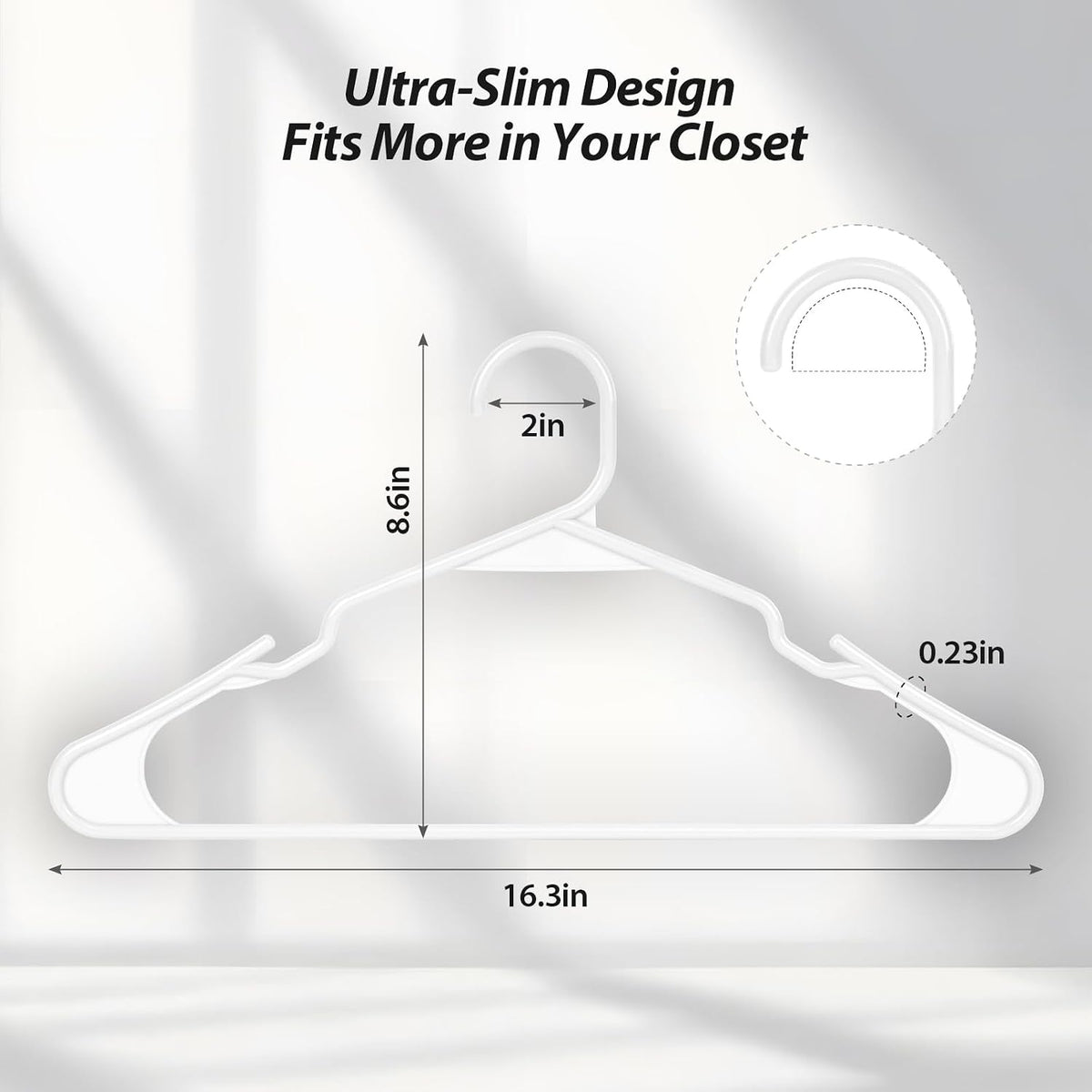 Plastic Hangers, Space Saving Clothes Hanger, Durable and Strong Closet Organizers and Storage (White, 50 Pack)