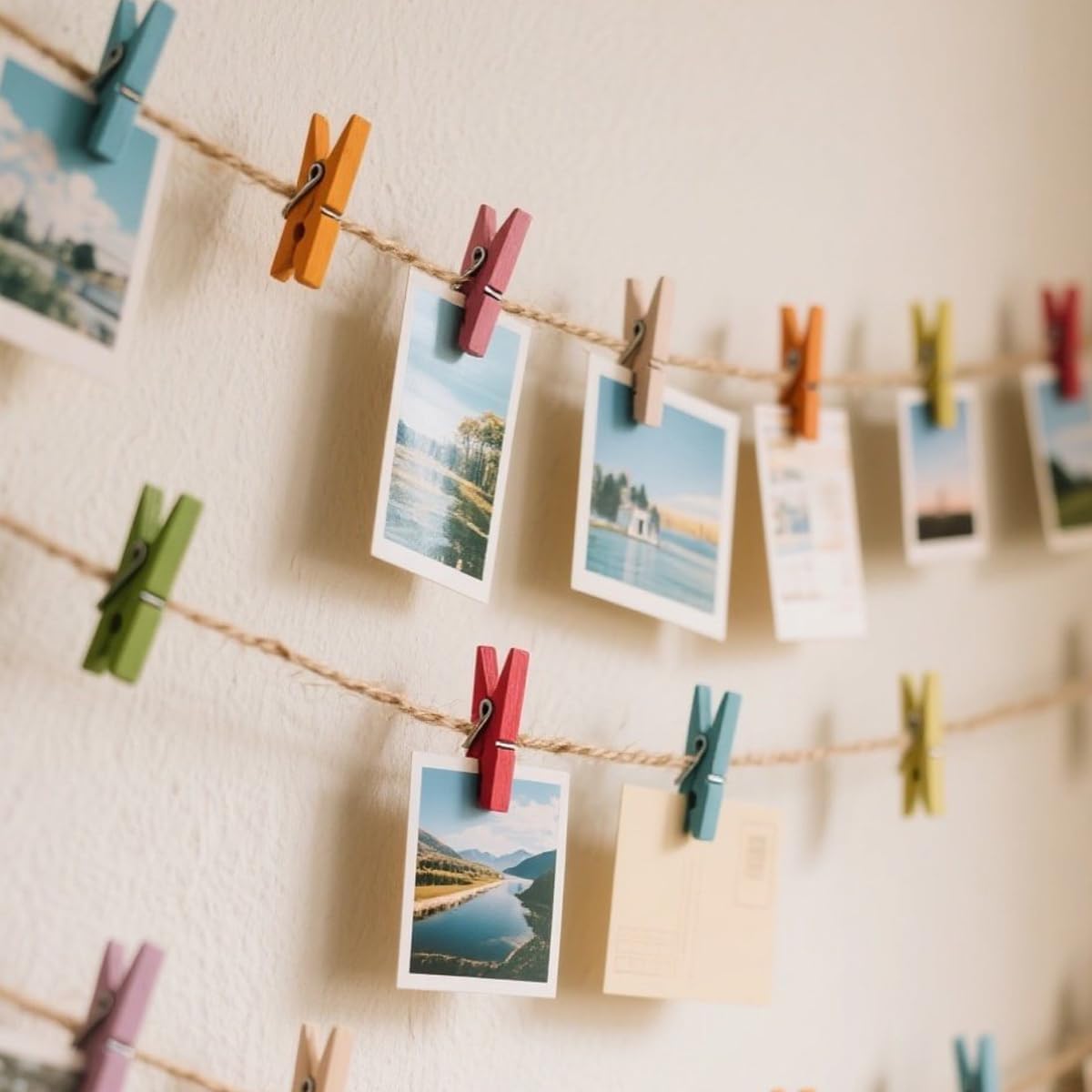 30PCS Colored Clothes Pins, 2.9 Inch 10 Colors Wooden Clothespin, Rust Resistant Clothes Clip for Hanging Pictures, Photos, Clothes, Decoration Crafts